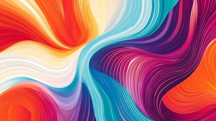 Fototapeta premium Abstract Swirling Lines in Vibrant Red, Turquoise, Orange, and Violet - Colorful Vector Graphic Design