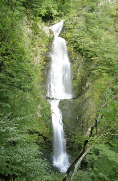 Hadong-gun, Gyeongsangnam-do, South Korea - July 1, 2006: High angle and summer view of Buril Falls at Jirisan Mountain