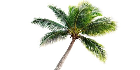 a palm tree tilted on white background 
