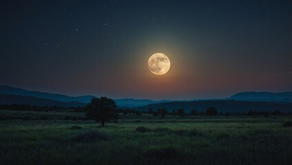 Landscape illuminated by the soft glow of the moon.