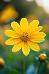 Obraz premium Close up yellow cosmos flower in garden