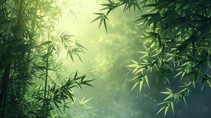 Stunning Beautiful Green Bamboo Forest Background: A Serene and Enchanting Natural Scene. Showcasing the Grace and Tranquility of Bamboo Groves.