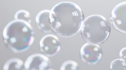 透明なシャボン玉が舞う幻想的な風景