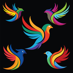 Obraz premium Bird colorful abstract logo vector icon illustration style