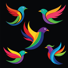 Obraz premium Bird colorful abstract logo vector icon illustration style