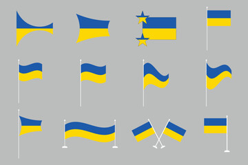 Flag of Ukraine Set, original and simple Ukraine flag Bundle, vector illustration of Ukraine flag Collection
