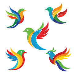 Bird colorful abstract logo vector icon illustration style