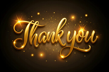A gold lettering of the word "thank you" with a star on the left side