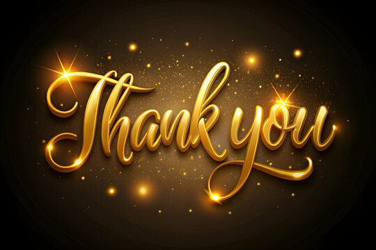 A gold lettering of the word "thank you" with a star on the left side