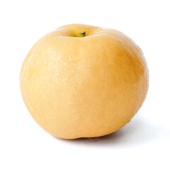 Chinese pear close up on white background.