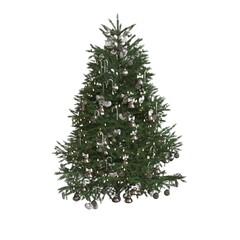 Christmas tree with decorations, isolated on white background, 3D illustration, cg render