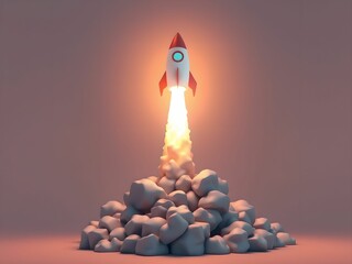 Rocket Launch Representing Ambitious Success Journey