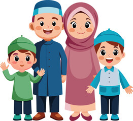 Cute Vector Islamic Family