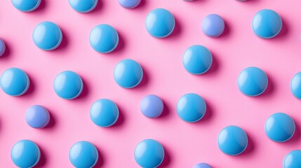 Blue capsules on pink background,Medicines to combat the epidemic and viruses,tablet grid,Drug, tablet, pills,Global healthcare concept. Antibiotics drug resistance,Pharmaceutical industry.