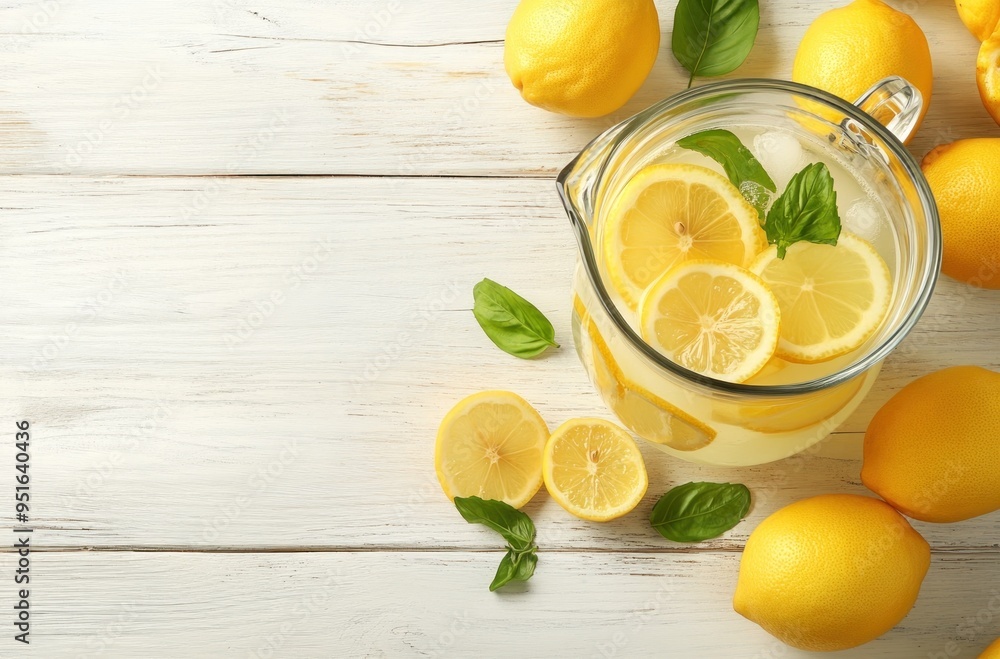 Poster Refreshing Lemonade Pitcher with Lemon Slices