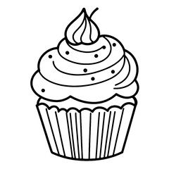 coloring book, coloring, outline, line, cute, funny, drawing, icon, illustration, vector, black, cover book, book, cartoon, cupcake, cake, food, dessert, birthday, muffin, bakery, baked, snack, delici