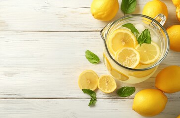 Refreshing Lemonade Pitcher with Lemon Slices