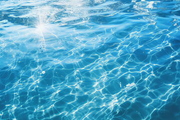 Obraz premium Processed collage of blue water waves texture in sunlight. Background for banner, backdrop