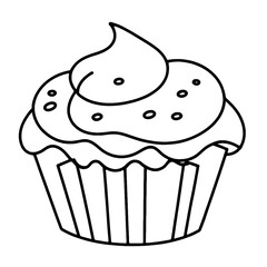 coloring book, coloring, outline, line, cute, funny, drawing, icon, illustration, vector, black, cover book, book, cartoon, cupcake, cake, food, dessert, birthday, muffin, bakery, baked, snack, delici