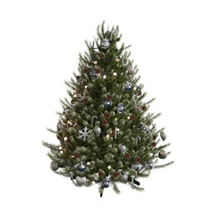 Christmas tree with decorations, isolate on a transparent background, 3d illustration, cg render
