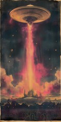 starlit ufo encounter over futuristic city