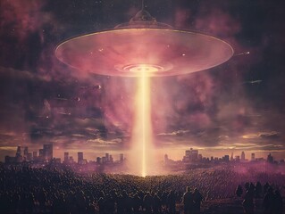massive ufo sighting over city at twilight