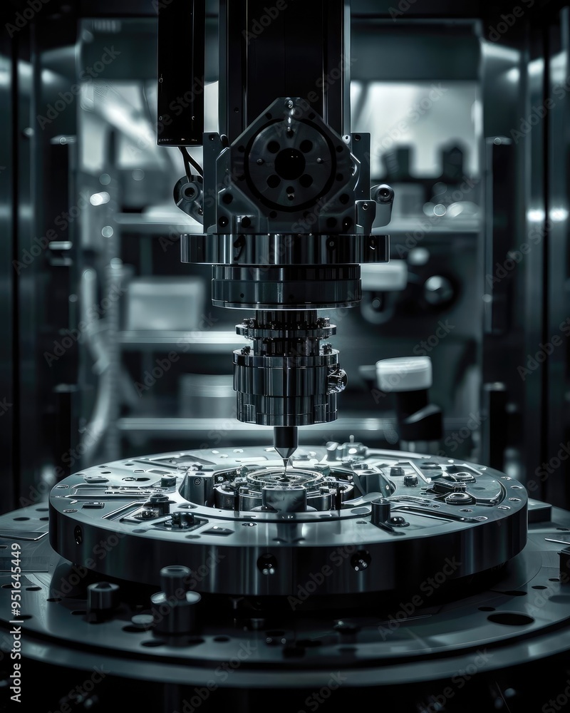 Aufkleber advanced metallic machinery in operation, displaying intricate parts and precision engineering in a 