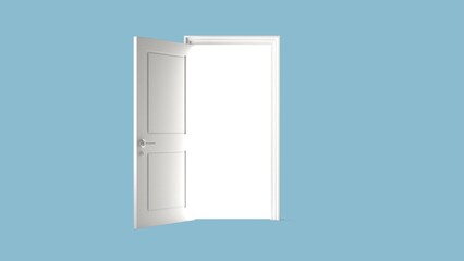 Opened White Door 3D Render Illustration