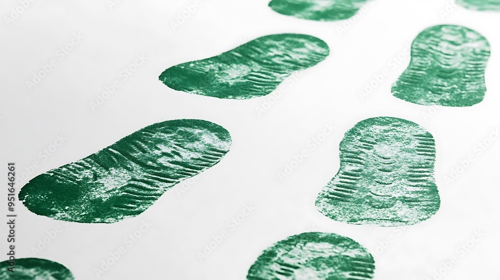 Aufkleber green shoe print circle on white paper with empty spaces - minimalist footprint clip art design for 