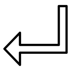 enter, arrow, down left, reply outline icon