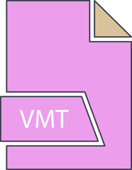 VMT File format icon in shapes 2 colors and side contour