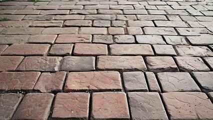A close-up view of a brick walkway with a slight perspective.