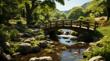 beautiful view of greenery and a bridge