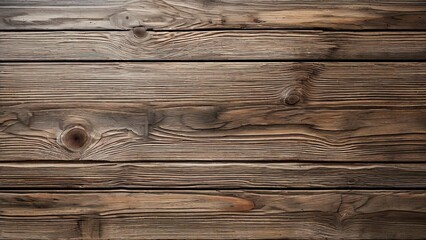 Naklejka premium A close-up view of a rustic wooden plank background. The wood grain is visible in the brown-toned planks, adding a textured element to the background.