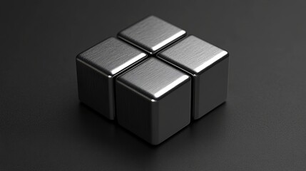 Obraz premium Metallic cubes arranged in a square formation on a dark surface