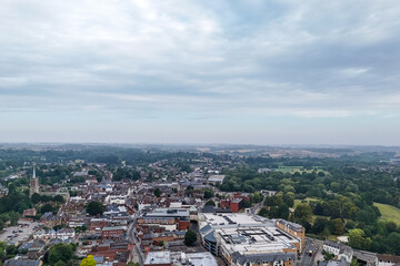 Obraz premium Aerial drone shot over the town of Bishops Stortford in England