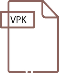 VPK File format minimal icon with black outline