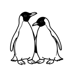 coloring book, coloring, outline, line, cute, funny, drawing, icon, illustration, art, vector, black, cover book, book, cartoon, animal, pet, character, animals, penguin, bird, winter, couple, penguin