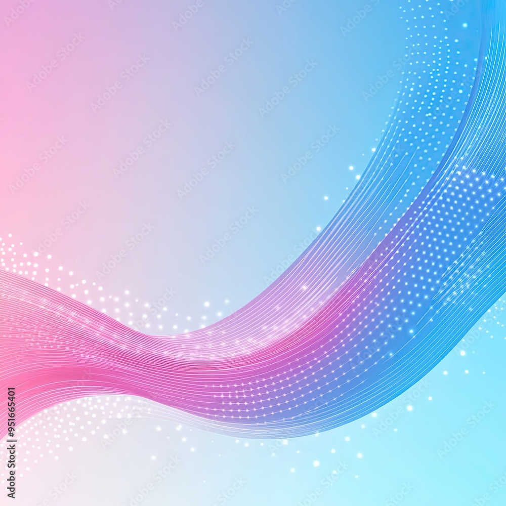 Poster a vibrant abstract background featuring flowing pink and blue waves with a soft gradient and scatter