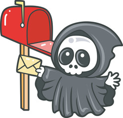 Illustration of cute skull ghost icon.
Funny skull ghost in activities stickers.
Angel of death cute elements.