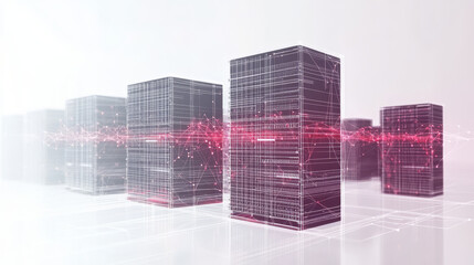 Polygonal data server representing a database, set against a white background. This isolated vector illustration features a low poly wireframe design, ideal for technology and computer concepts.