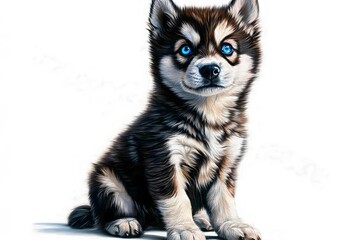 siberian husky puppy on white background