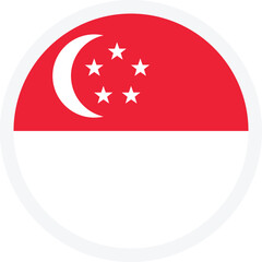 Flag of Singapore. Round icon on transparent background