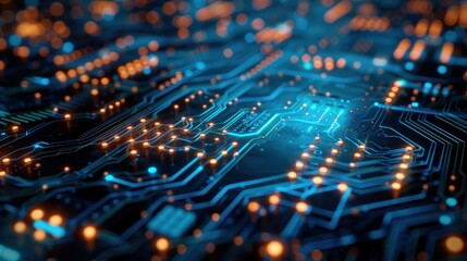 Fototapeta premium blue circuit board. high technolgy abstract