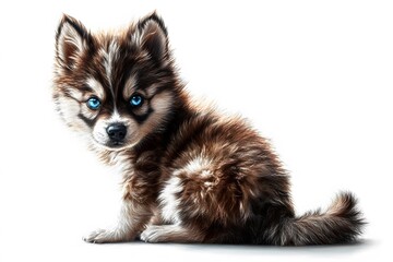 siberian husky puppy on white background