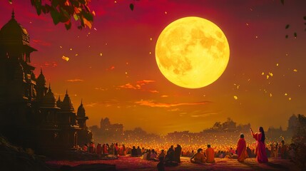 Sharad Purnima is a religious festival celebrated on the full moon day of the Hindu lunar month of Ashvin, marking the end of the monsoon season.