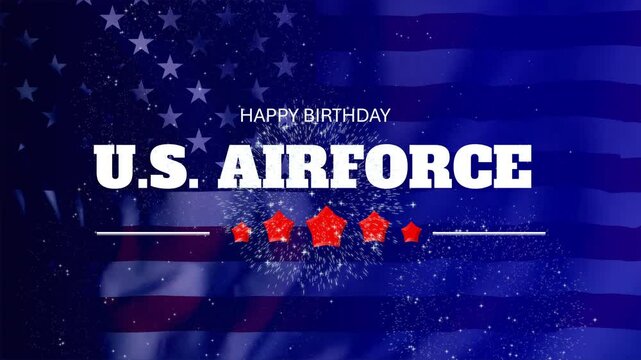 air force birthday background animation with flag us background and fireworks effects. 4k footage air force background