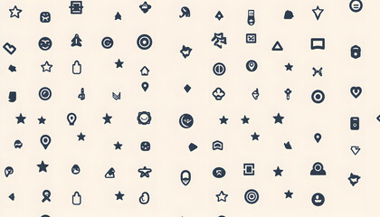 Fototapeta premium Repeating small icons, like stars, dots, or simple symbols, evenly spaced on a neutral background for a subtle pattern.