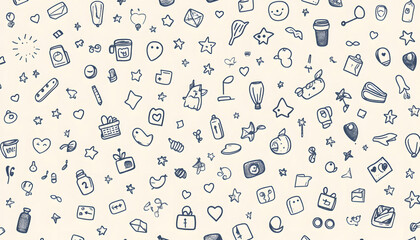 Repeating small icons, like stars, dots, or simple symbols, evenly spaced on a neutral background for a subtle pattern.