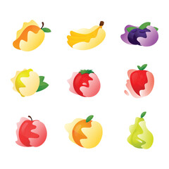Colorful Fruit Icons Set for App and Website Design